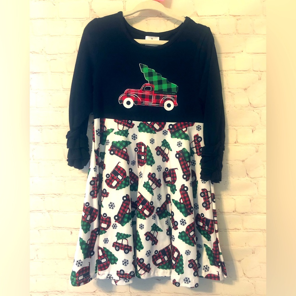 Girls Christmas Tree Truck Holiday Dress - Size 3T